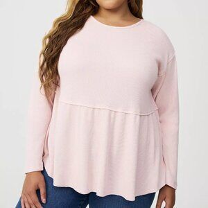 Plus size long sleeve thermal top - 2 2X - Torrid - pink shirt - babydoll NWTS